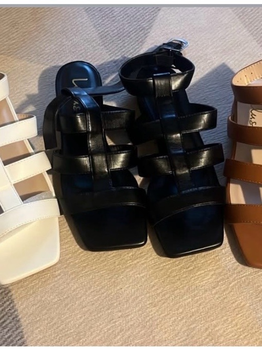 Lulu's Black Strappy Square-Toe Block Heel Sandals